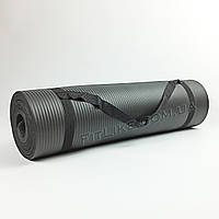 Коврик для йоги и фитнеса NBR 10мм Pro серия, каремат для тренировок и туризма из вспененного каучука Черный