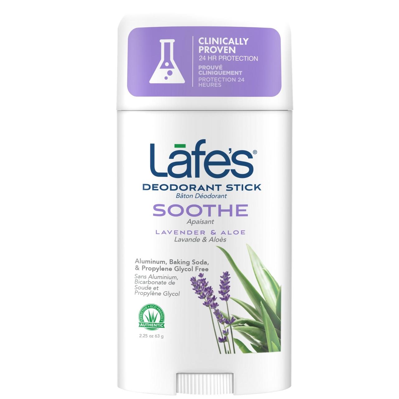 Lafe's Deodorant Stick - Soothe (Lavender + Aloe ) без алюмінію, соди, парабенів, триклозану, натуральний, 63 г