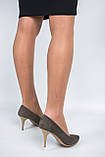 Туфлі човники жіночі сірі на підборах на шпильці натуральна замша 8 см, фото 10