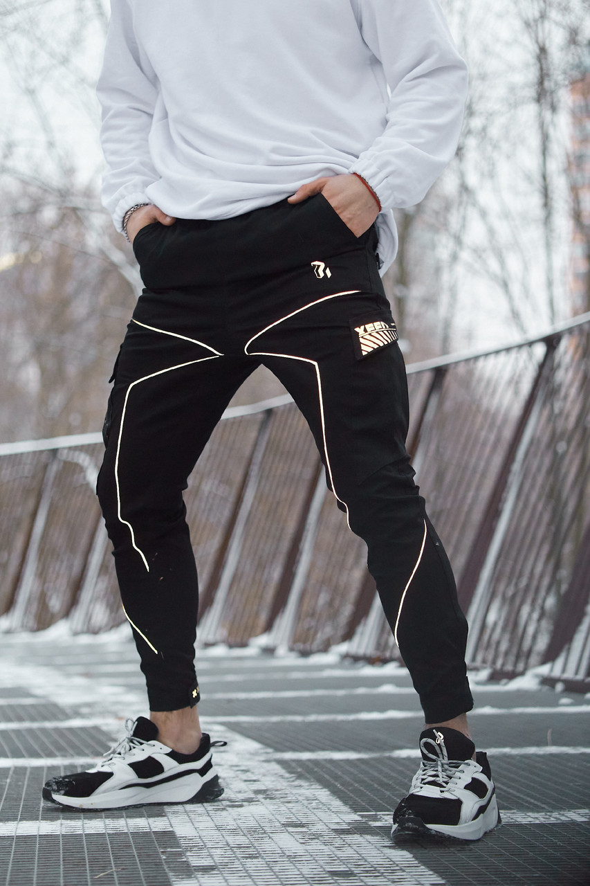 Чоловічі штани-карго Пушка Вогонь Xeed XS молодіжні чорні штани cargo весна літо підліткові брюки карго casual