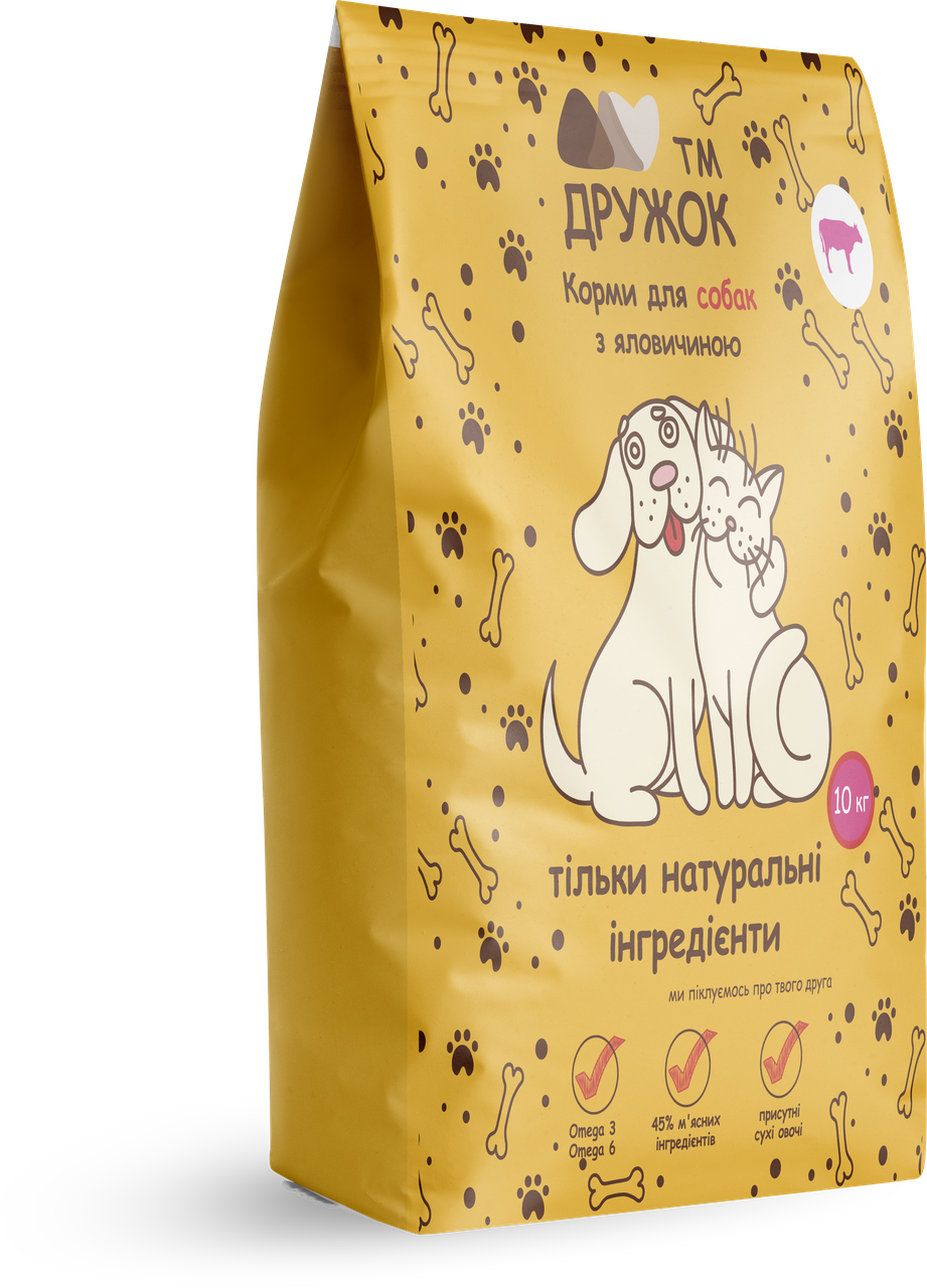 Преміум корм для собак великих та середніх порід ТМ Дружок зі смаком Яловичини (10кг)