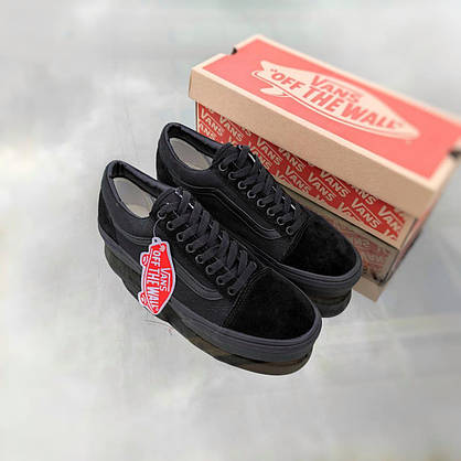 Vans Old Skool All Black кеди унісекс 2022 чорні кросівки на шнурках Ванси замку, фото 3