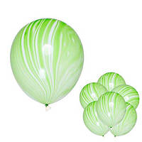 Воздушные шары зеленые Агат, мраморные латексные шары 28 см поштучно