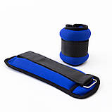 Набір для фітнесу - килимок для фітнесу та спорту (каремат) + обважнювачі 2шт по 0.5 кг OSPORT Set 45 (n-0075) Чорно-синій, фото 6