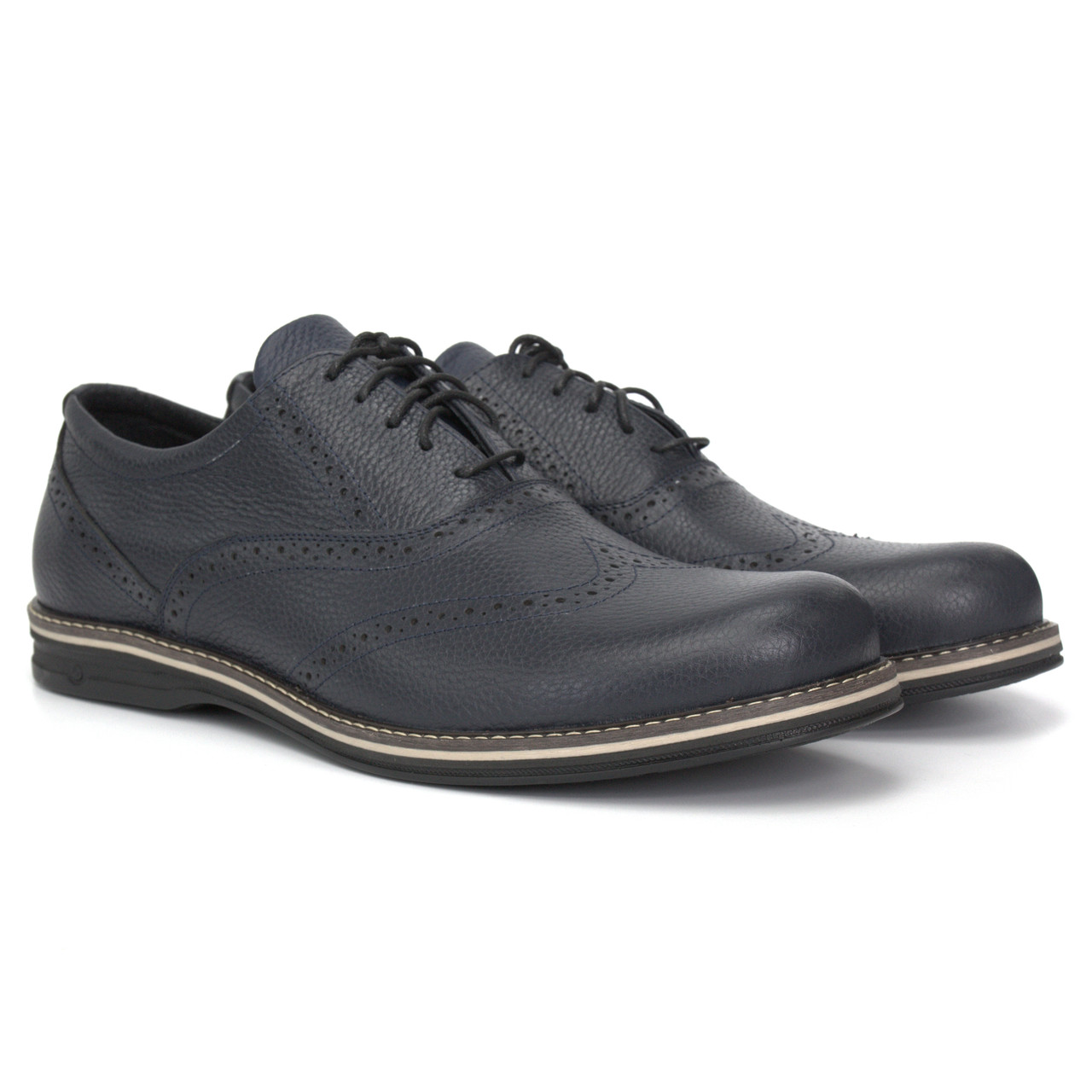 Чорні туфлі шкіряні броги чоловіче взуття демісезонне Rosso Avangard Comfort Floto Black