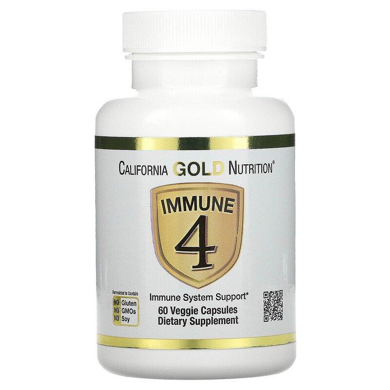 California Gold Nutrition, Immune 4, засіб для зміцнення імунітету, 60 вегетаріанських капсул