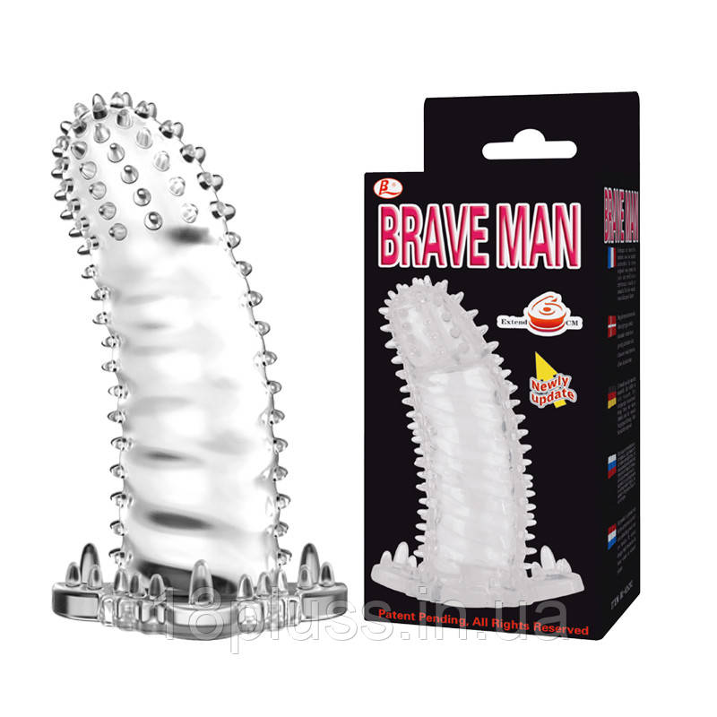 Насадка на член зі стимуляцією клітора та анусу Brave Man Penis Sleeve, фото 1