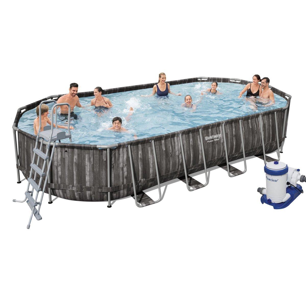 Басейн Bestway 5611T овальний, 732-366-122см,фільтр-насос,сходи,тент