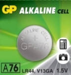 Батарейка GP Alkaine Cell A76, LR44, 1.5V, 1 шт.