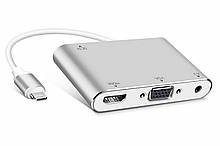 Переходник для iPhone iPad Apple Lightning на HDMI VGA Audio 3.5 мм 4 в 1 Silver 114910