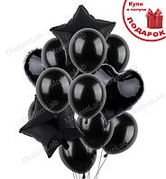 Гелиевые шары "Черный микс", набор 14 шт (шарики с гелием)