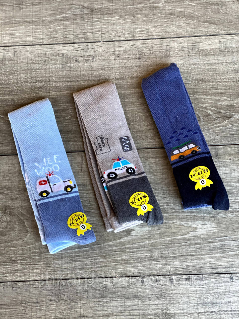 Дитячі демісезонні колготки KBS мікс кольорів бавовна для хлопчиків 3 пар/уп, фото 1