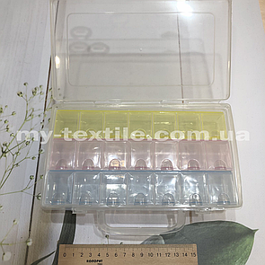 Контейнер пластиковий з поличками двох ярусний для зберігання фурнітури і бісеру 21 осередків