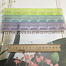 Органайзер пластиковий (контейнер) для зберігання фурнітури і бісеру 21 осередків у вигляді прямокутника в 3 ряди, фото 2