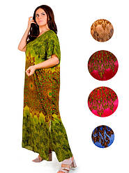 Плаття-туніка жіноче з коротким рукавом, довге, штапель, SAIMEIQI (розмір 4XL)