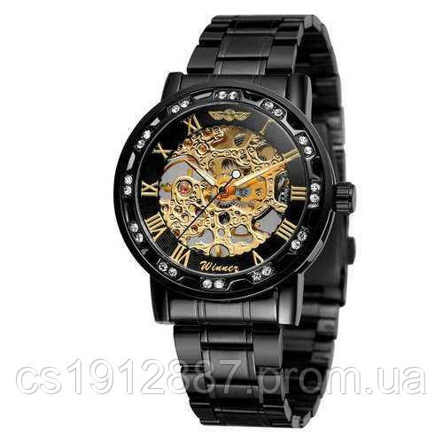 Winner 8012 Diamonds Automatic Black-Gold - фото 1 - id-p1404987034