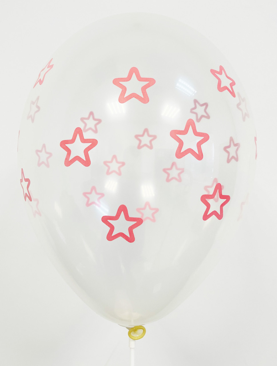 Кулі 12" Прозорі з мал. "Зірки Рожеві", 10 шт, 4 стор.