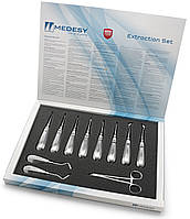 Набор элеваторов хирургических (10 элеваторов и щипцы для удаления фрагментов корней зубов), Medesy 680/SET