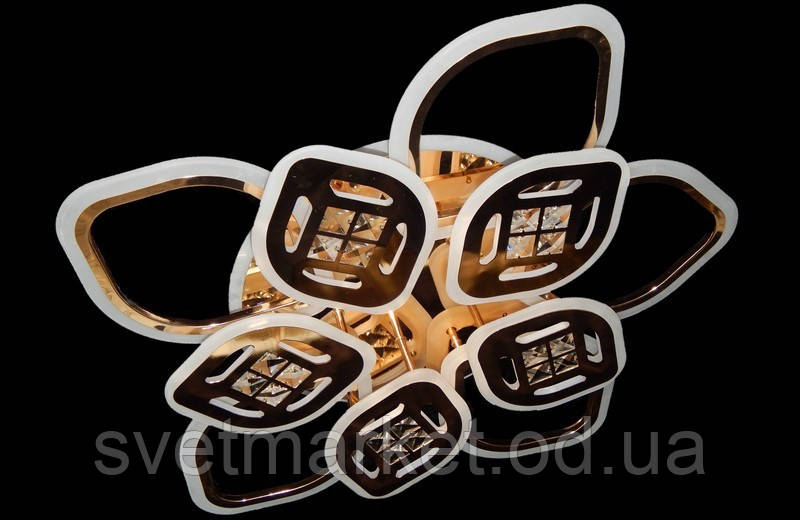 Яскрава стельова люстра в золотому кольорі 6012/5+5FG LED 3color dimmer