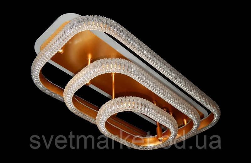 Сучасна прямокутна стельова люстра 66004/3GD LED 3color dimmer