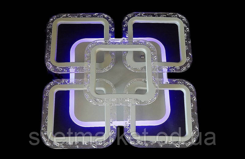Стельова світлодіодна люстра з димером у хромі 2517/4+1WH LED 3color dimmer