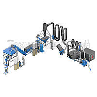 Лінія виробництва пелет з тирси і соломи. Лінія з сушкою, охолоджувачем, фасувальником і подрібнювачами