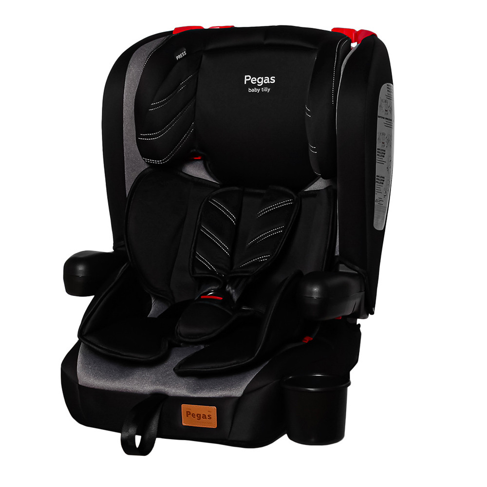 Дитяче автокрісло + бустер TILLY Pegas T-534 Grey ISOFIX (група 1/2/3, 9-36 кг) Чорно-сірий