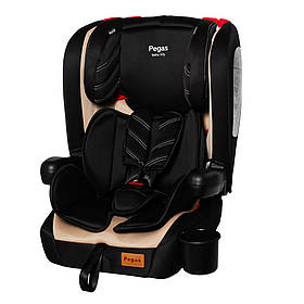 Дитяче автокрісло + бустер TILLY Pegas T-534 Beige ISOFIX (група 1/2/3, 9-36 кг) Чорно-бежевий