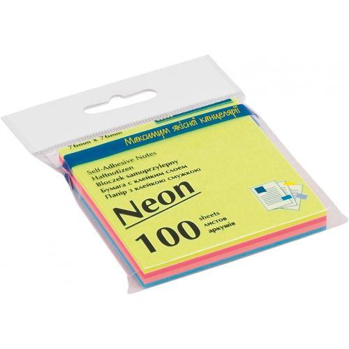 Блок паперу для нотаток 76 х 76 мм неон 4 кольори х 25 л Buromax (BM.2312-97)