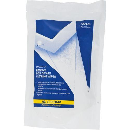Серветки для очищення екранів змінний блок Buromax 100 шт (BM.0800-01), фото 1