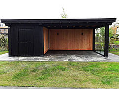 Навіс для автомобіля з господарчим блоком