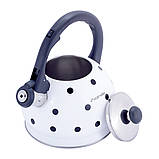 Чайник Kamille Белый 2л из нержавеющей стали со свистком для индукции и газа KM-1070, фото 3