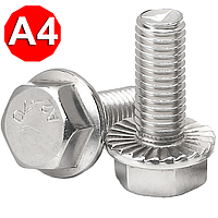 Болт з шестигранною головкою і фланцем DIN 6921, нержавіюча сталь А4, М10 X 35