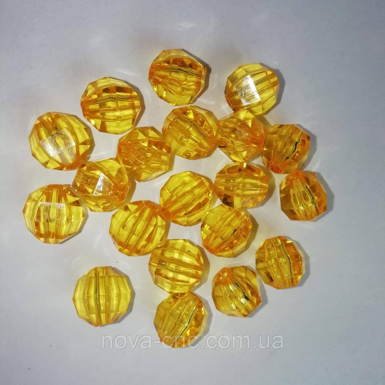 Намистини акрил "гранатики трапеція" яскраво-жовтий 10 мм