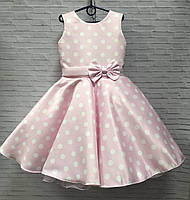 Подростковое нарядное платье для девочки в горох Стиляги 9-10 лет, розового цвета