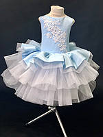 Платье в морском стиле Морячка Пышное детское платье Бетти Голубое на 4-5, 6-7 лет