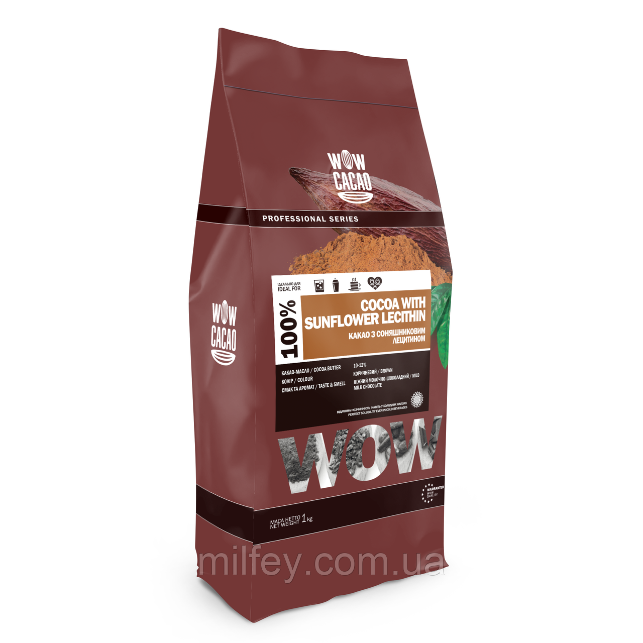 Какао-порошок з лецитином WOW Cacao 10-12% 1 кг