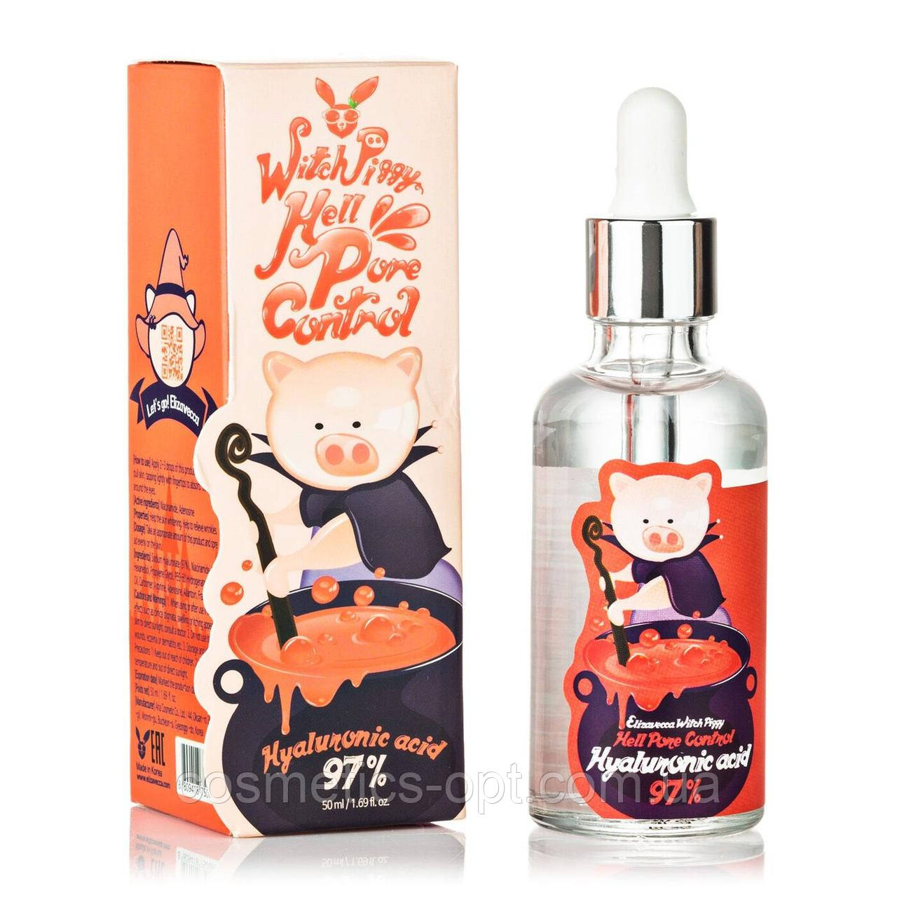 Оновлювальна сироватка Elizavecca Witch Piggy Hell Pore Control Hyaluronic Acid 97% з гіалуроновою кислотою, фото 1