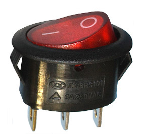 Перемикач клавішний KCD1-101N-9 овальний з підсвіткою ON-OFF 3pin червоний
