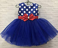 Детское нарядное платье для девочки Крошка Горох 1,5-2,5 лет, синего цвета