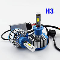 Комплект LED ламп H3 сверх яркие! 6000K 7000Lm 50W 12/24v Светодиоды CREE (США) TurboLed T1 встроенный кулер