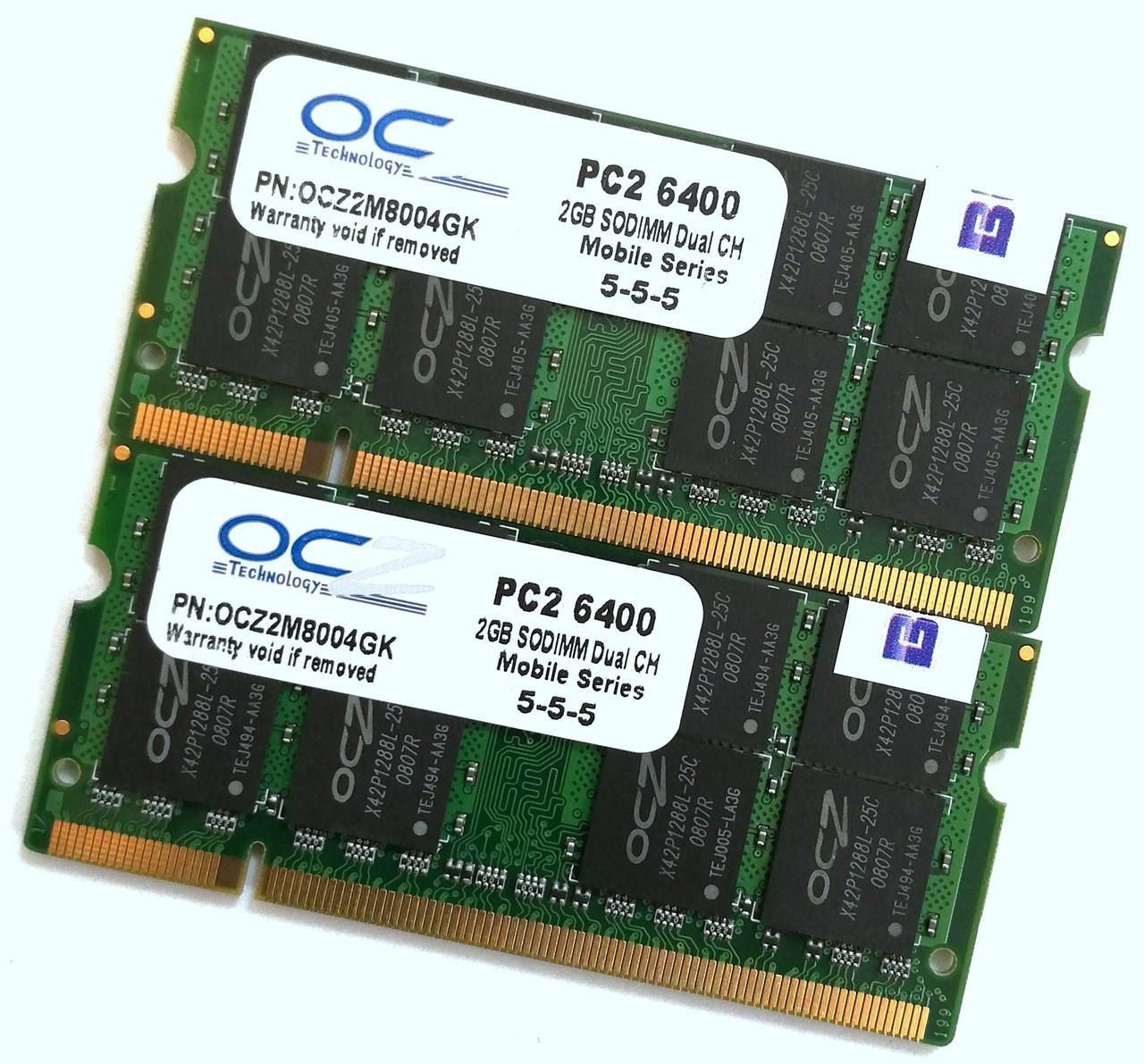 Пара оперативної пам'яті для ноутбука OCZ SODIMM DDR2 4Gb (2x2Gb) 800MHz PC2-6400S CL5 (OCZ2M8004GK) Б/В
