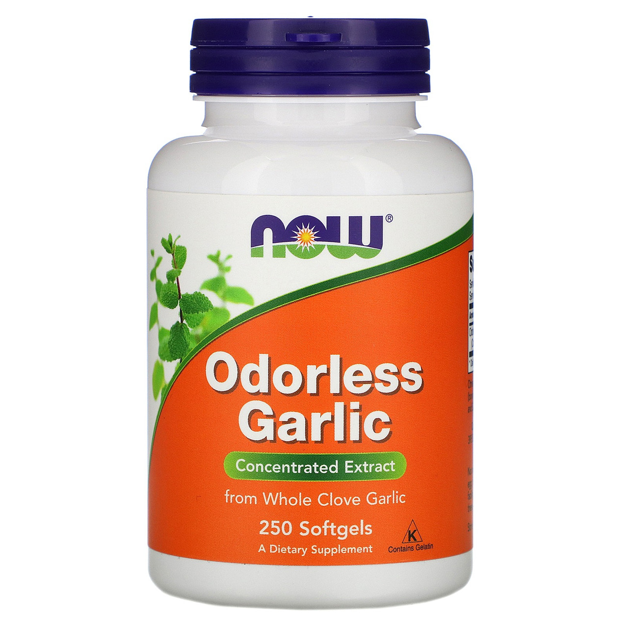 Часник без запаху 50 мг Now Foods Odorless Garlic концентрований екстракт 250 желатинових капсул