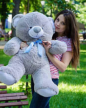 Великий плюшевий ведмедик ТОМІ, велика м'яка іграшка 100, Сірий