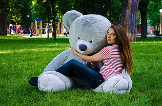 Великий плюшевий ведмедик ТОМІ, велика м'яка іграшка 200, Сірий