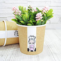 Крафт стакан БЕЗ КРИШКИ, колір крафт Дівчина, висота 10,6 см діаметр 11,5 см