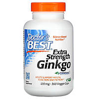 Doctor's Best, Гинкго Билоба повышенной силой действия, Extra Strength Ginkgo 120 мг, 360 растительных капсул