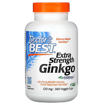 Doctor's s Best, Гінкго Білоба підвищеною силою дії, Extra Strength Ginkgo 120 мг, 360 рослинних капсул