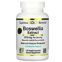 Босвеллия 500 мг California Gold Nutrition Boswellia Extract с экстрактом куркумы 120 растительных капсул