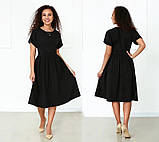 ✅ Жіноче красиве літнє модне плаття міді легке з короткими рукавами, романтичний стиль (Норма і батал), фото 4